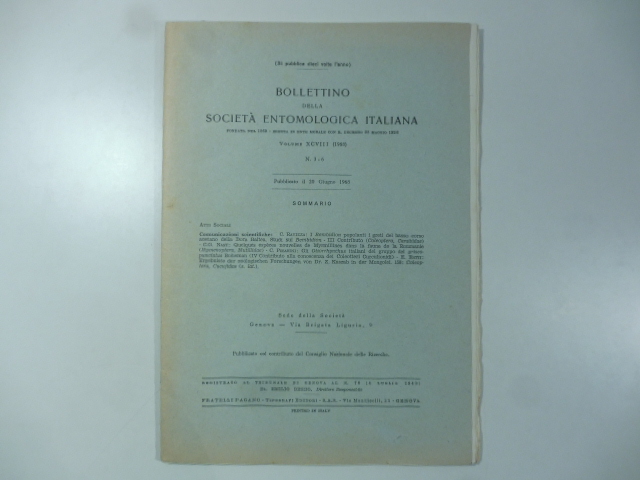 Bollettino della Società entomologica italiana, volume 98, n. 3-6, 1968